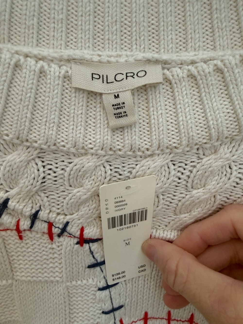 Cable-Knit Baseball Stitch Anthropology Sweater - Picture 4 of 5
